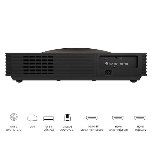 Hisense PX3-PRO Ultra Short Throw Triple Laser Projector, 4K UHD, 80 C 150, 3,000 Lumens, 3000:1 Contrast, Dolby Vision & Atmos, IMAX Enhanced, 240