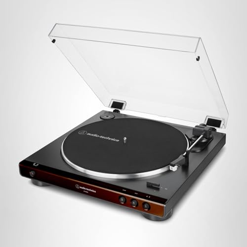 Audio-Technica AT-LP60X-BK Fully Automatic Belt-Drive Stereo Turntable, Black, Hi-Fi, 2 Speed, Dust Cover, Anti-Resonance, Die-Cast Aluminum Platter