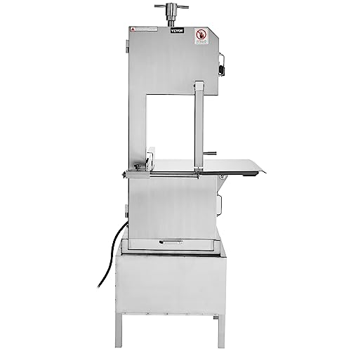 Commercial Electric Meat Bandsaw, 1500W Stainless Steel Countertop Bone Sawing Machine, Workbeach 19.3" x 15", 0.16-7.9 Inch Cutting Thickness