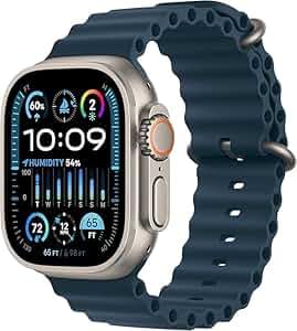 Apple Watch Ultra 2 (GPS + Cellular, 49MM) - Black Titanium Case with Black Ocean Band (Renewed Premium)