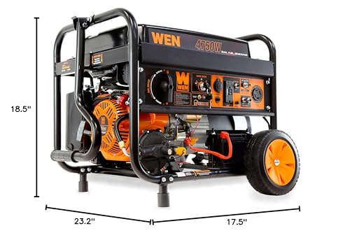 WEN 4,750-Watt 120V/240V Dual Fuel Portable Generator with Wheel Kit and Electric Start (DF475T)