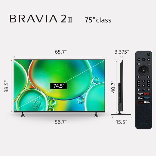Sony BRAVIA 2 II 43 Inch 4K Ultra HD LED Smart TV with Google TV and Exclusive Features for PlayStation®5 (K-43S20M2), 2025 Model