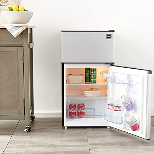 RCA - 2-Door - Compact Refrigerator/Freezer - Reversible Doors - Adjustable Thermostat - 3.2 Cu. Ft. - Black,