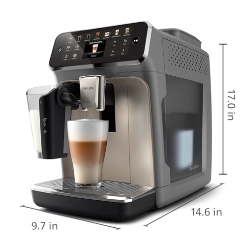 Philips 4400 Series Fully Automatic Espresso Machine, LatteGo Milk System, Integrated Grinder, 12 Hot & Iced Coffee Pre-Sets, Quick Start, SilentBrew