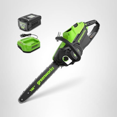 Greenworks 80V 18" Brushless Cordless Chainsaw (Great For Tree Felling, Limbing, Pruning, and Firewood) / 75+ Compatible Tools), 2.0Ah Battery and