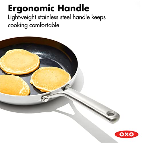 OXO Mira Tri-ply Stainless Steel, 10 Piece Cookware Pots and Pans Set, Skillets, Saute, Saucepans, Lids,Incl Ceramic Nonstick Frying Pan,Induction