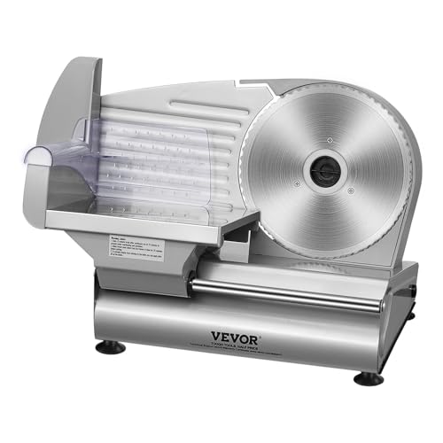 VEVOR Commercial Meat Slicer, 10 inch Electric Food Slicer, 240W Frozen Meat Deli Slicer, Premium Chromium-plated Steel Blade Semi-Auto Meat Slicer