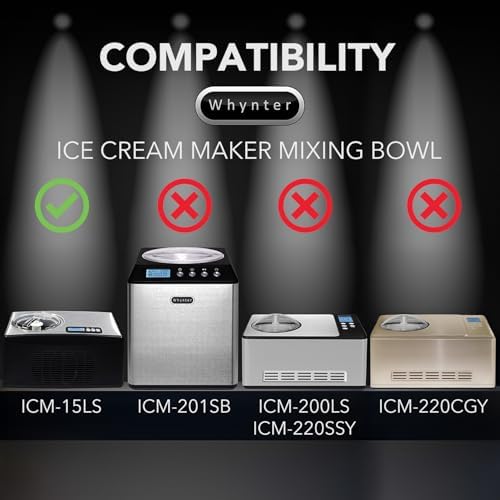 Whynter Ice Cream Maker Machine Automatic 2.1 Qt. with Built-In Compressor, LCD Digital Display & Timer, No Pre-Freezing, ICM-200LS, Stainless Steel