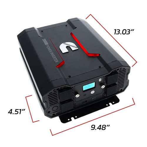 Cummins 5000 Watts Inverter Modified Sine Wave Truck Inverter 12 Volts to 110 Volts Four AC Outlets Two USB Ports (Plus Cable Kit)- CMN5000W