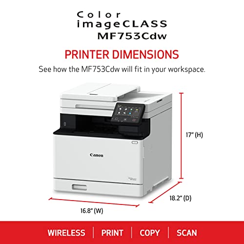 Canon Color imageCLASS MF753Cdw II - Wireless Duplex Laser Printer, All-in-One with Scanner, Copier, Fax, Auto Document Feeder, 3 Year Limited