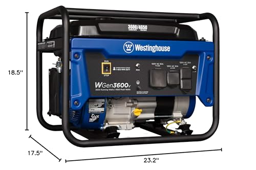 Westinghouse 4650 Peak Watt Dual Fuel Portable Generator, Remote Electric Start with Auto Choke, RV Ready 30A Outlet, Gas & Propane Powered
