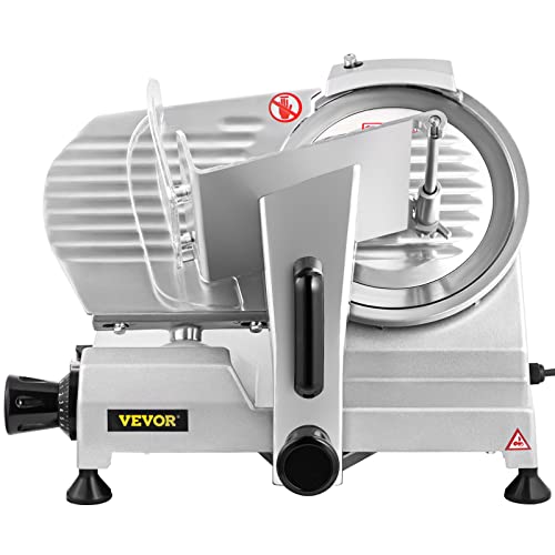 VEVOR Commercial Meat Slicer, 10 inch Electric Food Slicer, 240W Frozen Meat Deli Slicer, Premium Chromium-plated Steel Blade Semi-Auto Meat Slicer