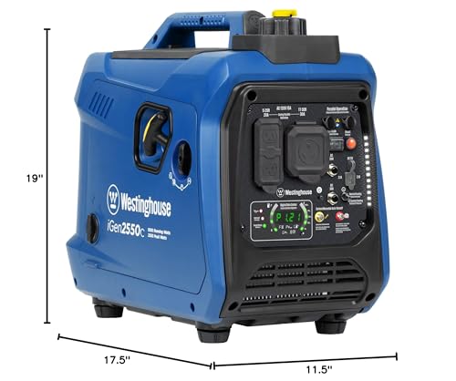 Westinghouse 2550 Peak Watt Super Quiet & Lightweight Portable Inverter Generator, RV Ready 30A Outlet, Gas Powered, Parallel Capable, Long Run Time