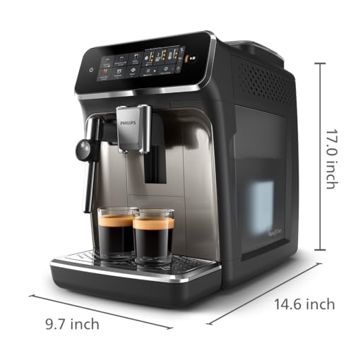Philips 3300 Series Fully Automatic Espresso Machine with LatteGo Milk System and integrated grinder, 6 Hot & Iced Coffee Pre-Sets, 40% Quieter