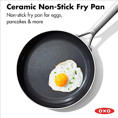 OXO Mira Tri-ply Stainless Steel, 10 Piece Cookware Pots and Pans Set, Skillets, Saute, Saucepans, Lids,Incl Ceramic Nonstick Frying Pan,Induction