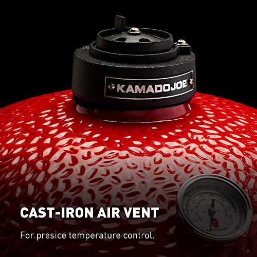 Kamado Joe Joe Jr 13.5-inch Portable Ceramic Charcoal Grill with Grill Stand, Stainless Steel Cooking Grate, Heat Deflectors and Ash Tool in Red