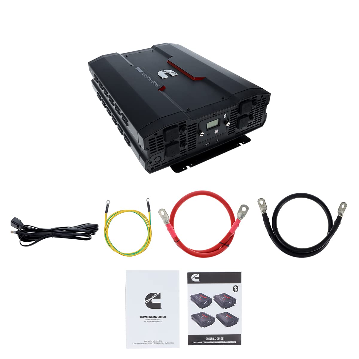 Cummins 5000 Watts Inverter Modified Sine Wave Truck Inverter 12 Volts to 110 Volts Four AC Outlets Two USB Ports (Plus Cable Kit)- CMN5000W