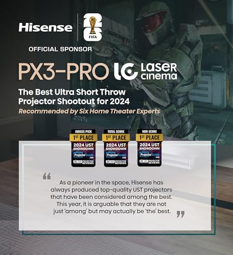 Hisense PX3-PRO Ultra Short Throw Triple Laser Projector, 4K UHD, 80 C 150, 3,000 Lumens, 3000:1 Contrast, Dolby Vision & Atmos, IMAX Enhanced, 240