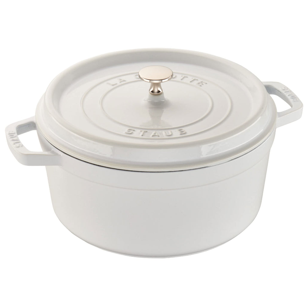 Staub Cast Iron 7-qt Round Cocotte - White Truffle, Made in France