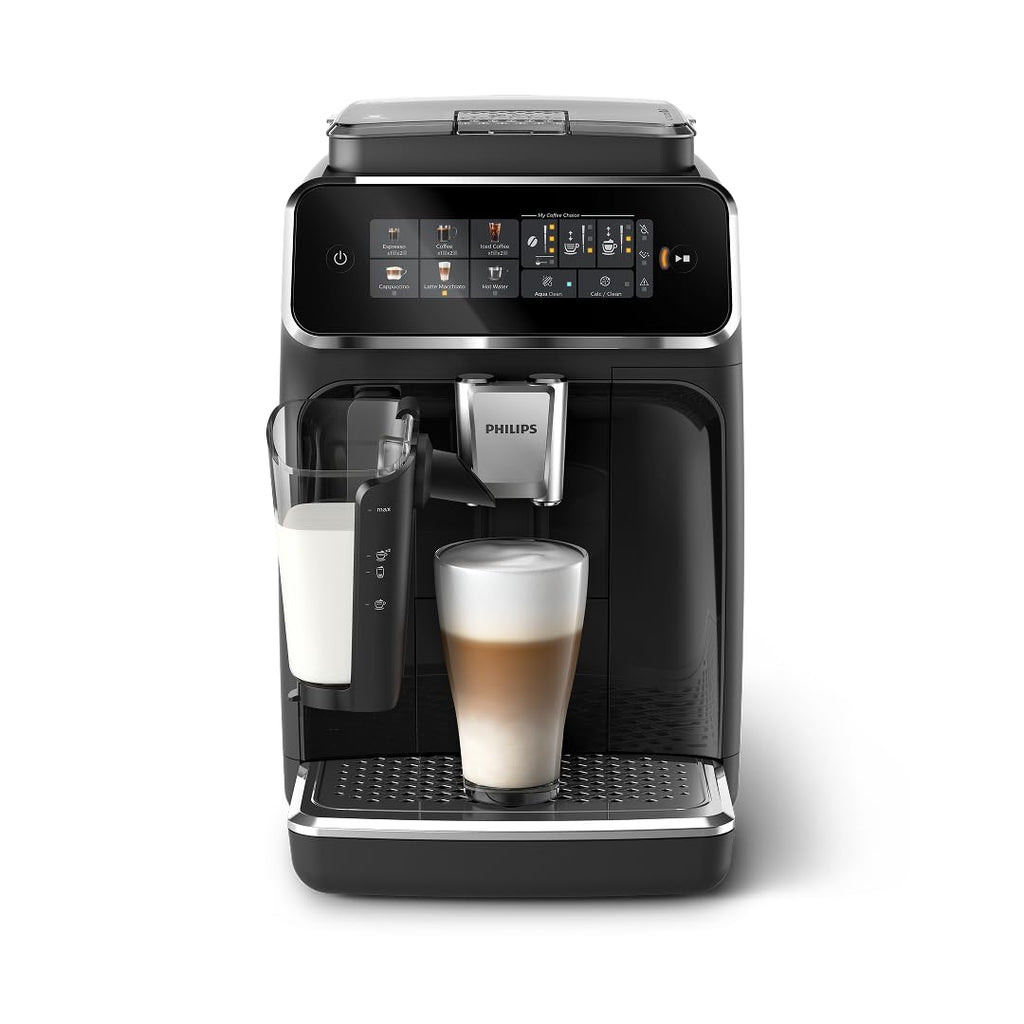 Philips 3300 Series Fully Automatic Espresso Machine with LatteGo Milk System and integrated grinder, 6 Hot & Iced Coffee Pre-Sets, 40% Quieter