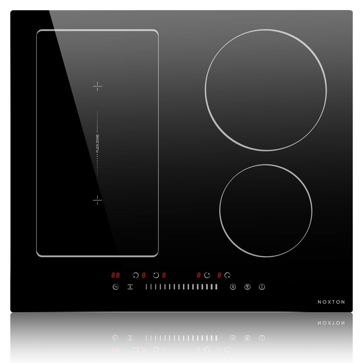 Noxton 24 Inch Induction Cooktop, 4 Burners Electric Cooktop, Upgraded Induction Stovetop with Flex Zone, Power Boost, Pause, 9 Power Levels, Child