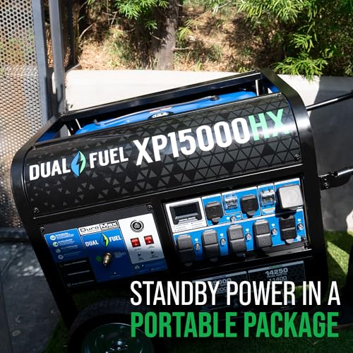 DuroMax XP13000HX 13,000-Watt Dual Fuel Portable Generator - Gas & Propane, Electric Start, Whole Home Power Backup, Transfer Switch Ready, RV &