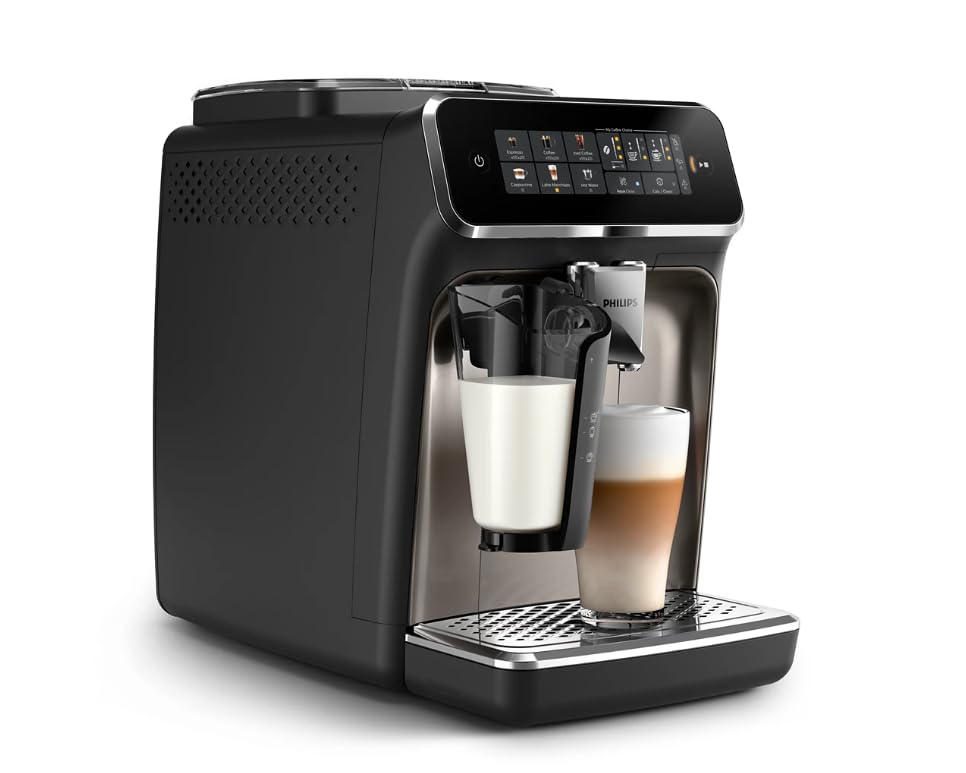 Philips 3300 Series Fully Automatic Espresso Machine with LatteGo Milk System and integrated grinder, 6 Hot & Iced Coffee Pre-Sets, 40% Quieter