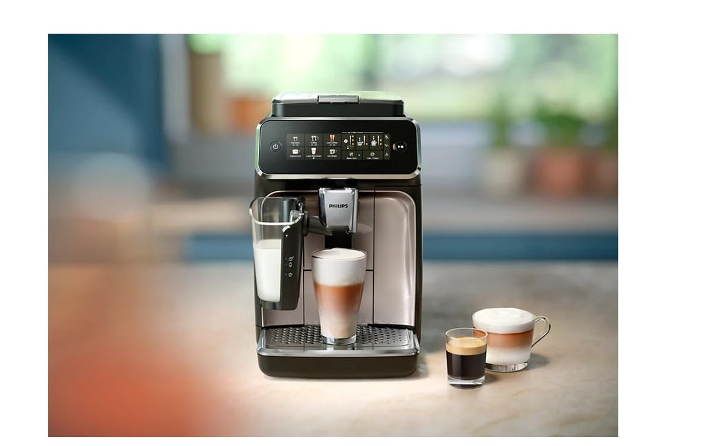 Philips 3300 Series Fully Automatic Espresso Machine with LatteGo Milk System and integrated grinder, 6 Hot & Iced Coffee Pre-Sets, 40% Quieter