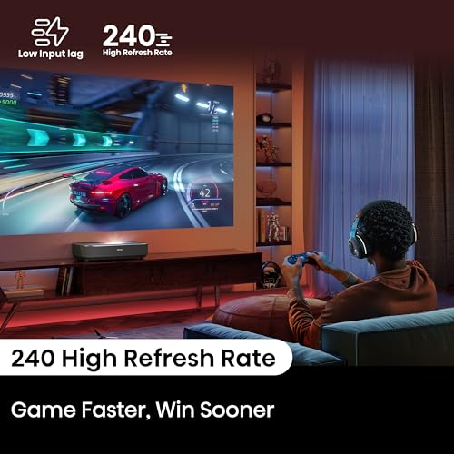Hisense PX3-PRO Ultra Short Throw Triple Laser Projector, 4K UHD, 80 C 150, 3,000 Lumens, 3000:1 Contrast, Dolby Vision & Atmos, IMAX Enhanced, 240