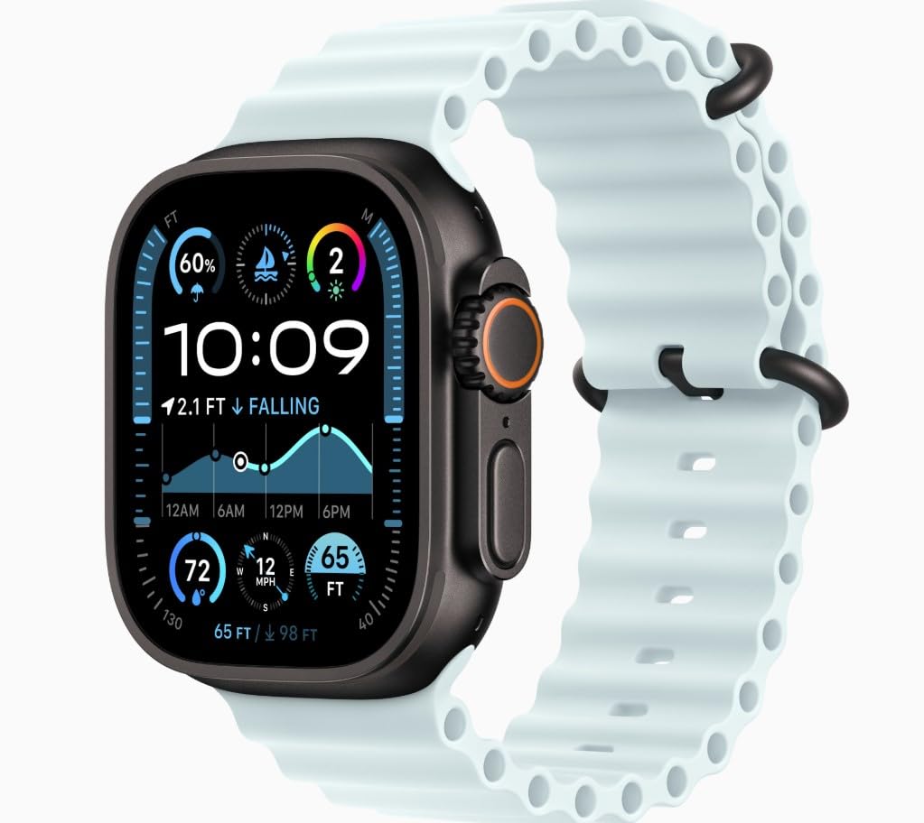 Apple Watch Ultra 2 (GPS + Cellular, 49MM) - Black Titanium Case with Black Ocean Band (Renewed Premium)