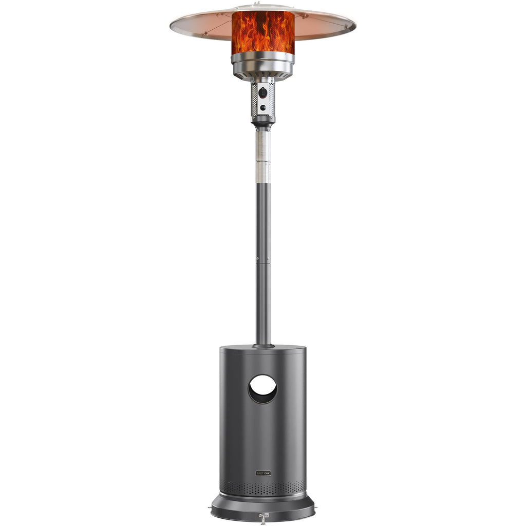 EAST OAK 48,000 BTU Pyramid Patio Heater, Quartz Glass Tube Propane Outdoor Heater with Wheels, Triple Safety Protection, 2025 Upgrade for Home