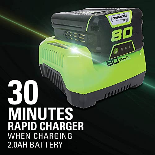 Greenworks 80V Brushless Cordless Yard Tool Combo Kit with 2.0Ah Battery & Rapid Charger C 16" Dual-Line String Trimmer and 500 CFM / 125 MPH Leaf