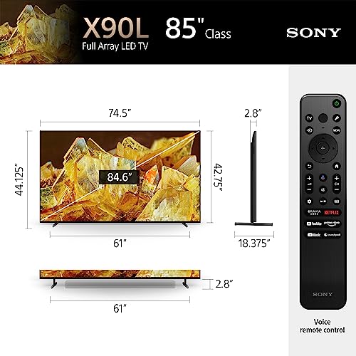 Sony 65 Inch 4K Ultra HD TV X90L Series: BRAVIA XR Full Array LED Smart Google TV with Dolby Vision HDR and Exclusive Features for The
