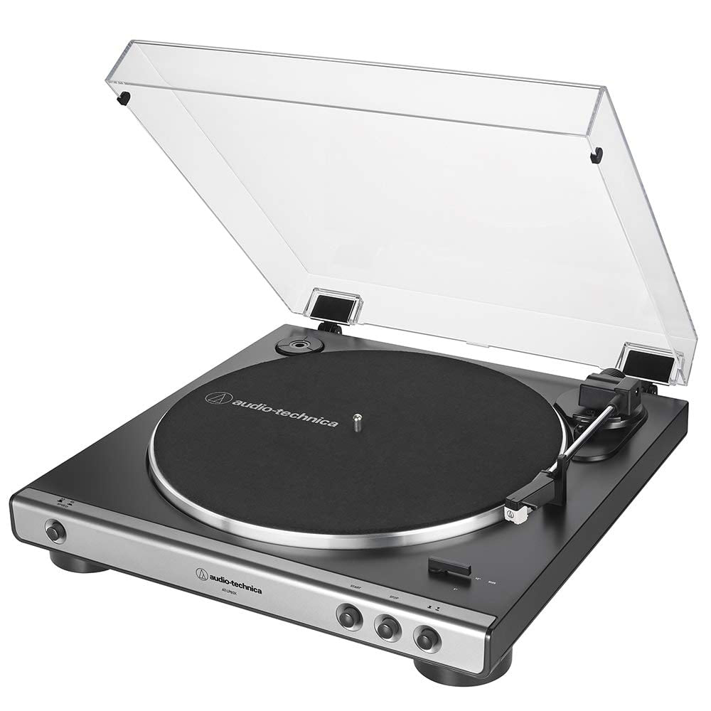Audio-Technica AT-LP60X-BK Fully Automatic Belt-Drive Stereo Turntable, Black, Hi-Fi, 2 Speed, Dust Cover, Anti-Resonance, Die-Cast Aluminum Platter
