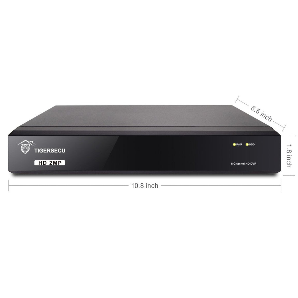 TIGERSECU Super HD 1080P 8 Channel DVR Security Recorder with 2TB Hard Drive, Hybrid 6-in-1 CCTV DVR Recorder Compatible with 2MP and 5MP TVI, AHD
