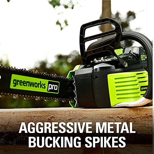 Greenworks 80V 18" Brushless Cordless Chainsaw (Great For Tree Felling, Limbing, Pruning, and Firewood) / 75+ Compatible Tools), 2.0Ah Battery and