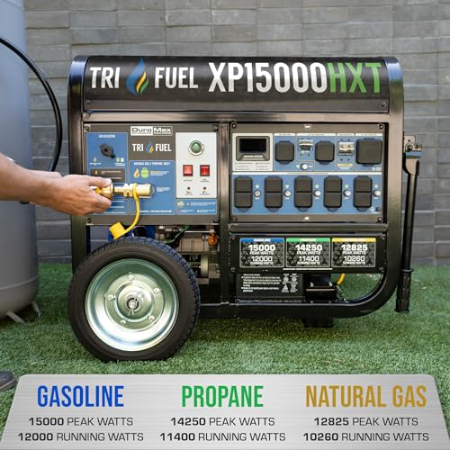 DuroMax XP13000HX 13,000-Watt Dual Fuel Portable Generator - Gas & Propane, Electric Start, Whole Home Power Backup, Transfer Switch Ready, RV &