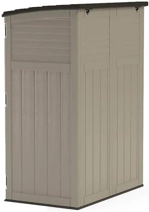 Suncast Outdoor Storage Cabinet Waterproof Resin Vertical Outdoor Storage Shed (54 cu. ft.) for Patio, Garden Tools, Cushions, & Equipment.