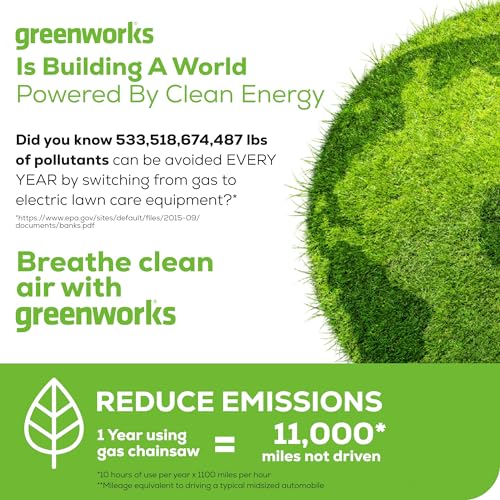 Greenworks 80V 18" Brushless Cordless Chainsaw (Great For Tree Felling, Limbing, Pruning, and Firewood) / 75+ Compatible Tools), 2.0Ah Battery and