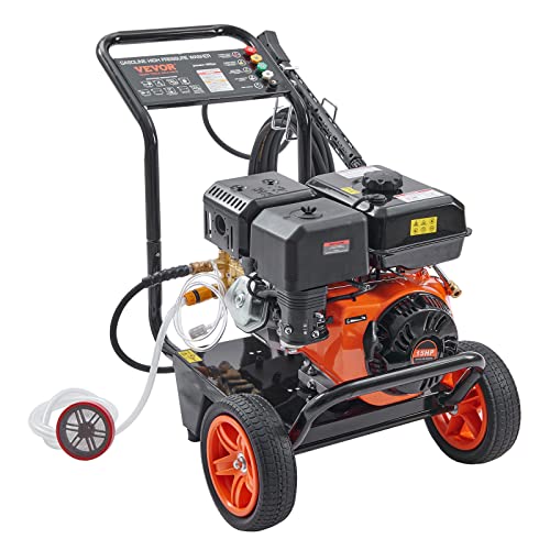 VEVOR Gas Powered Pressure Washer 3400 PSI 2.6 GPM, with Spray Gun and Extension Wand, 5 Quick Connect Nozzles, Copper Pump
