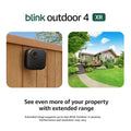 Blink Outdoor 4 XR C two-year battery wireless camera with 4x security coverage, 1000 ft open-air range or 400 ft with typical use  2 camera system