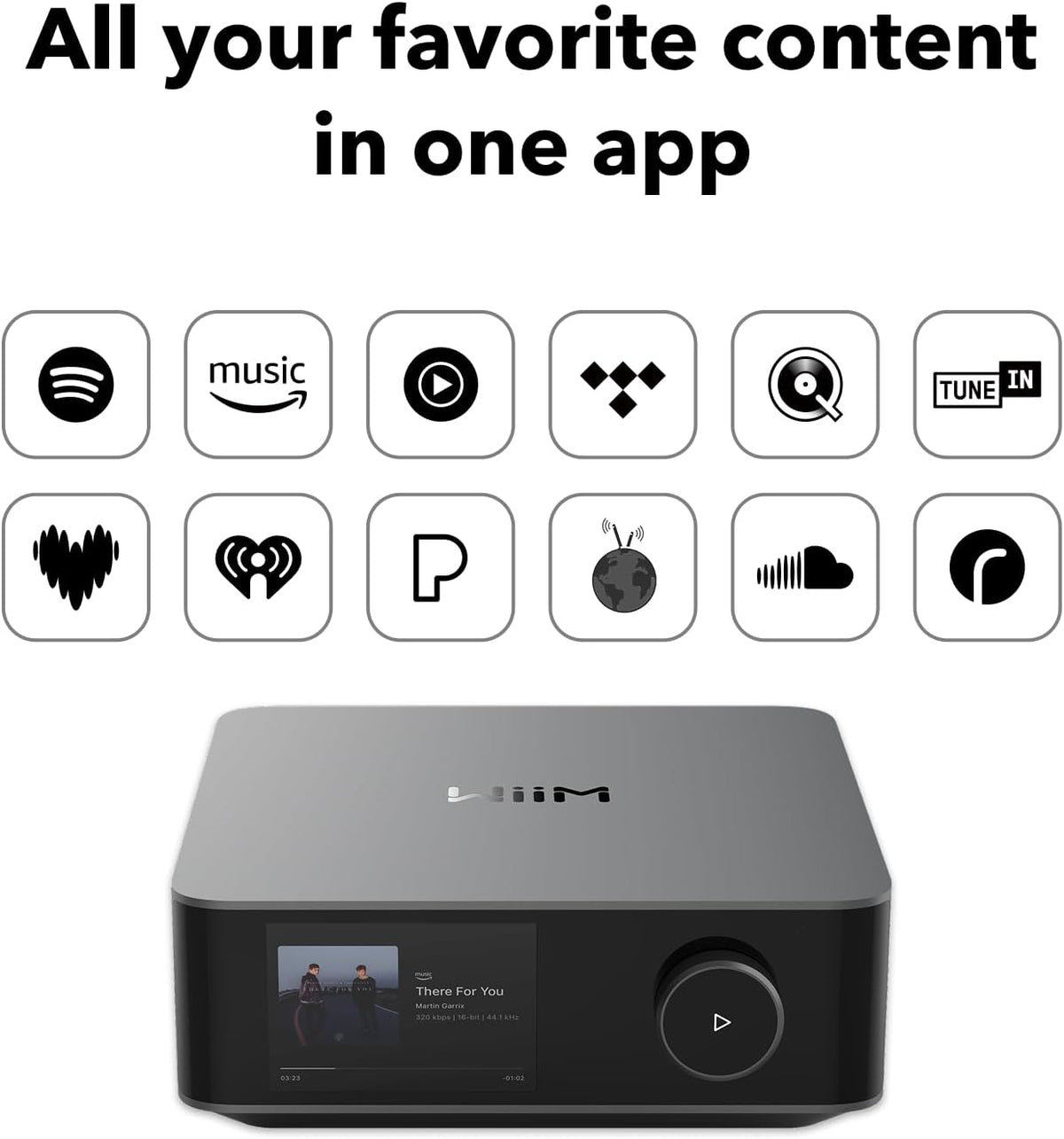 WiiM Amp Ultra with Voice Remote 2 | 100W Streaming Amplifier with Premium ESS ES9039Q2M DAC & Dual TI TPA3255 Amps | Built-in RoomFit EQ &