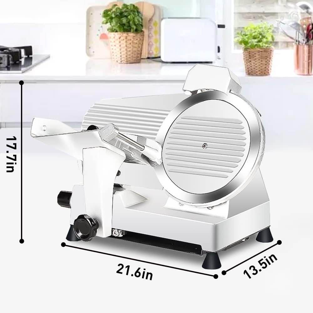 Meat Slicer10-inch 340W Home Use and for Commercial Electric Food Slicer with Chromium-plated Steel Blade and Built-in Sharpening Stone Easy to Clean