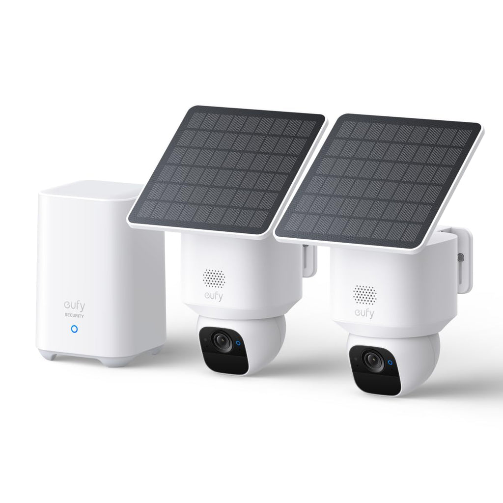 eufy Security SoloCam E30, 4-Cam Pack Kit, Security Cameras Wireless Outdoor, Solar Camera Outdoor Wireless, 360 Pan, AI Tracking, 2K Clarity, No