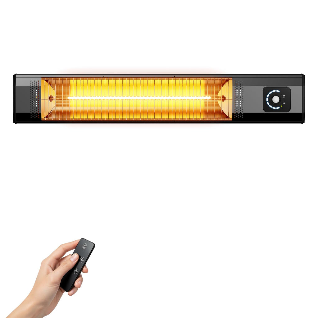 Outdoor Electric Patio Heater, 42-inch 1500W Infrared Tower Heater with 9 Heat Settings & 9H Timer, IPX5 Waterproof, Safety Lock, Tip-Over & Overheat
