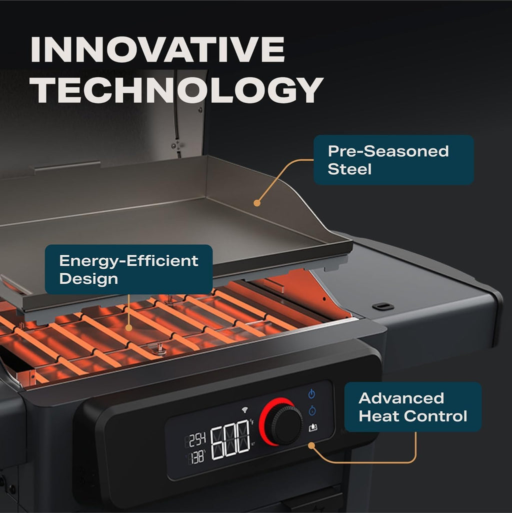 Current Model G Griddle, Smart Electric Outdoor Flat Top BBQ Grill with 200F to 600F Range for Searing & Roasting, Digital Precision, Apartment