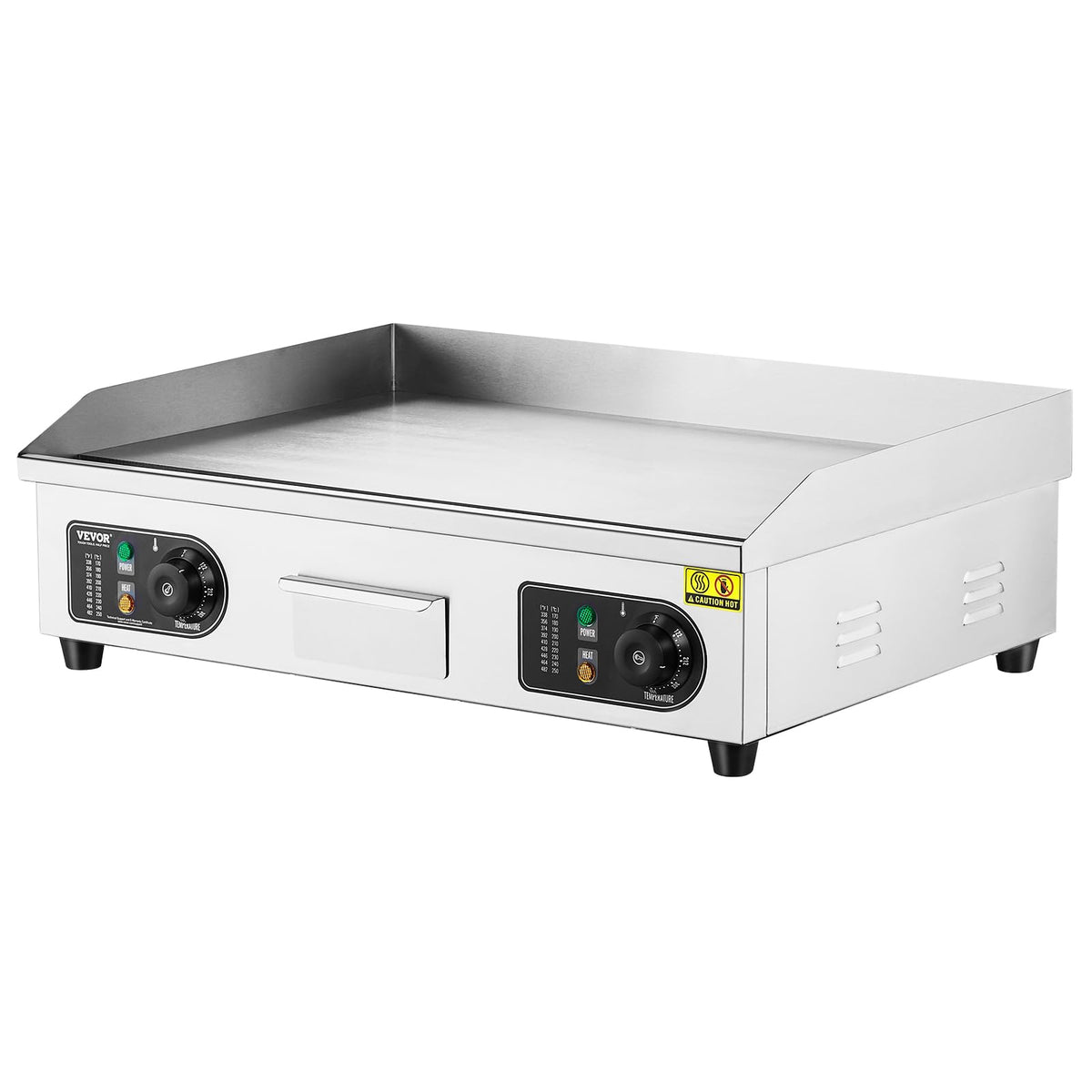 VEVOR Upgraded Commercial Electric Griddle, 2800W Stainless Steel Countertop Flat Top Grill, 26'' Griddle Grill with 2 Shovels and 2 Brushes, 122H