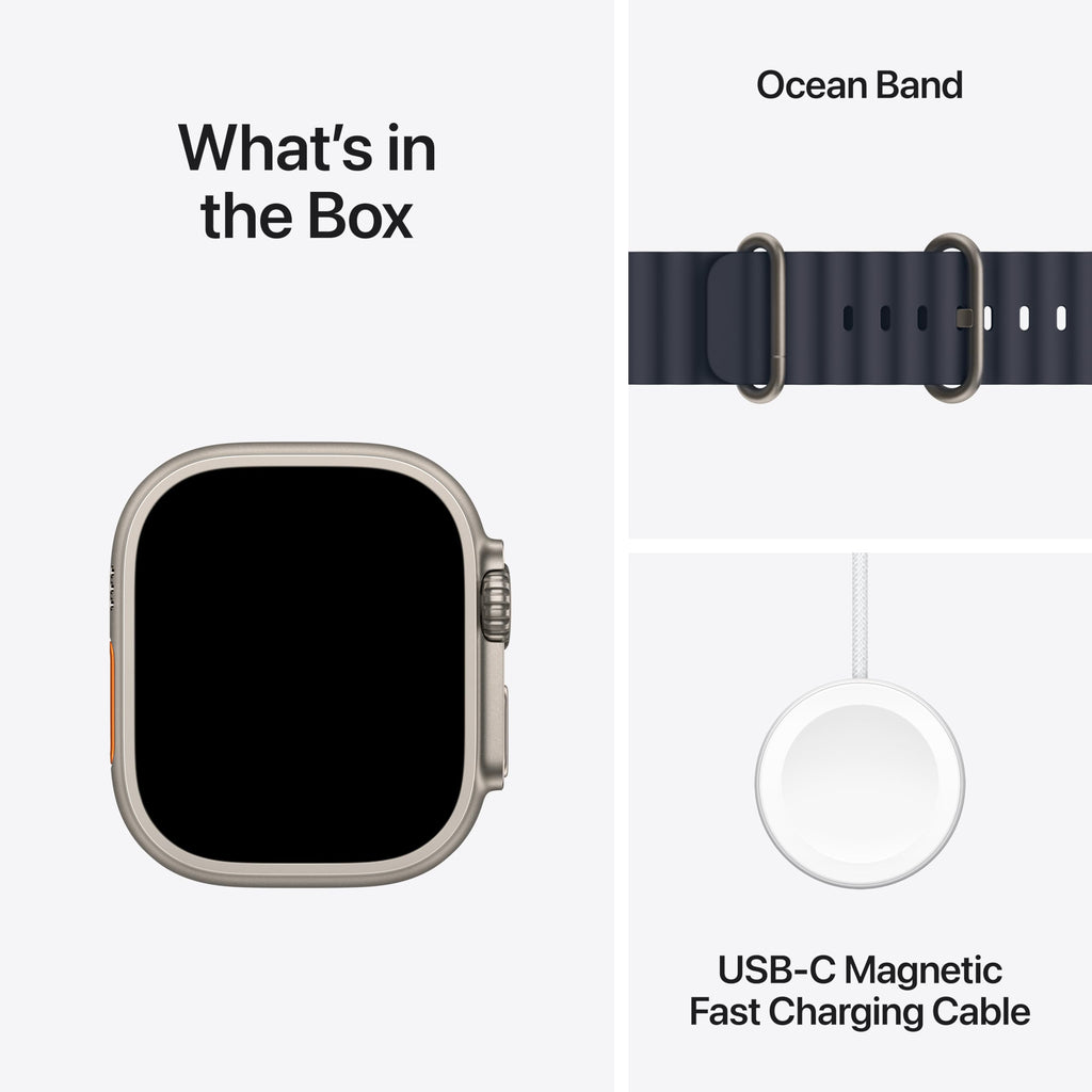 Apple Watch Ultra 2 (GPS + Cellular, 49MM) - Black Titanium Case with Black Ocean Band (Renewed Premium)