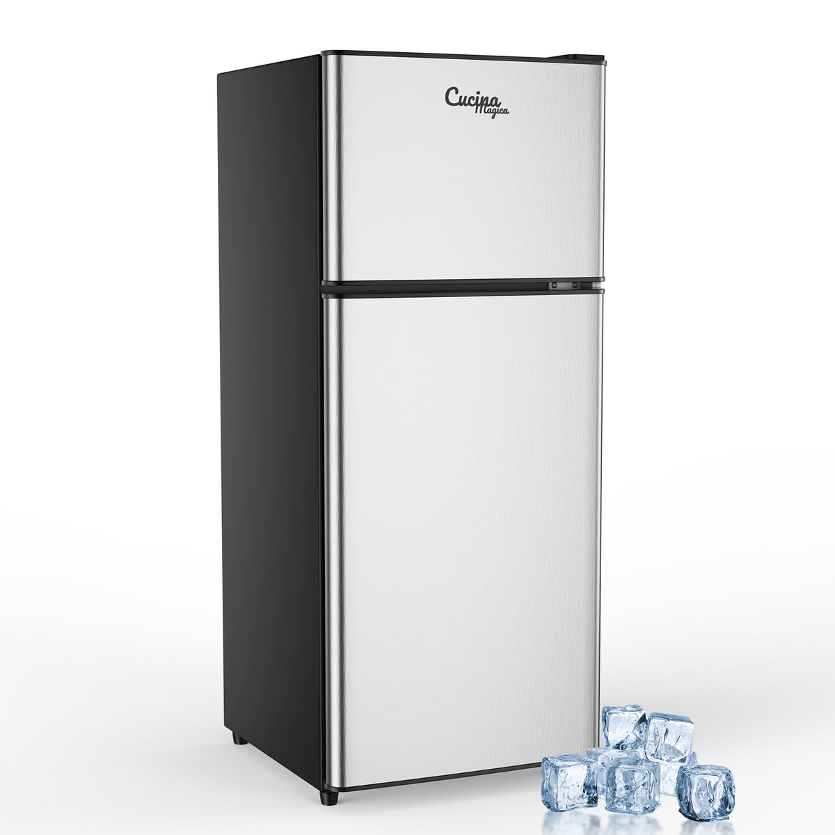 4.2 Cu Ft Mini Fridge for Bedroom, 2 Door Small Fridge, 7 Level Thermostat, LED Light, Small Refrigerator for Bedroom, Office, Dorm