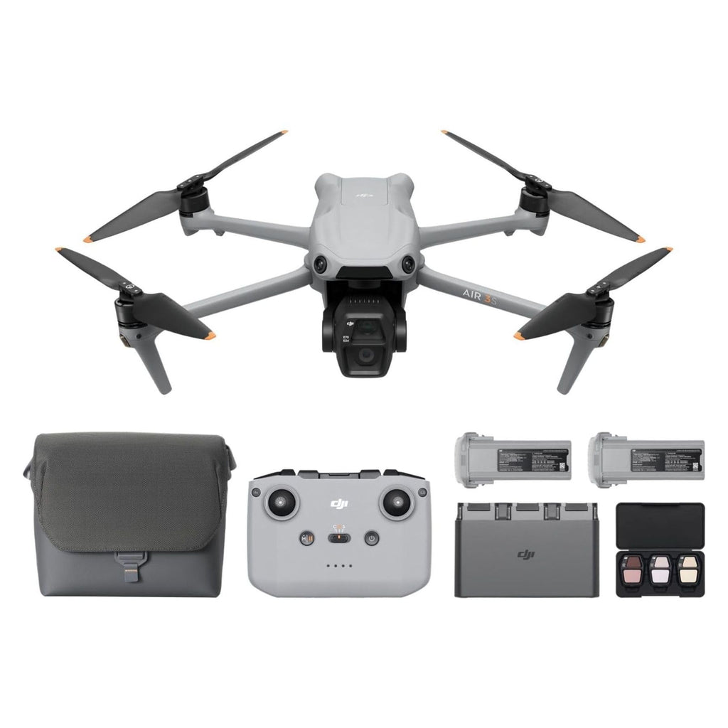 DJI Air 3S Fly More Combo (RC-N3), Drone with 1" CMOS Wide-Angle & Medium Tele Camera, 4K/60fps HDR Video, Nightscape Omnidirectional Obstacle